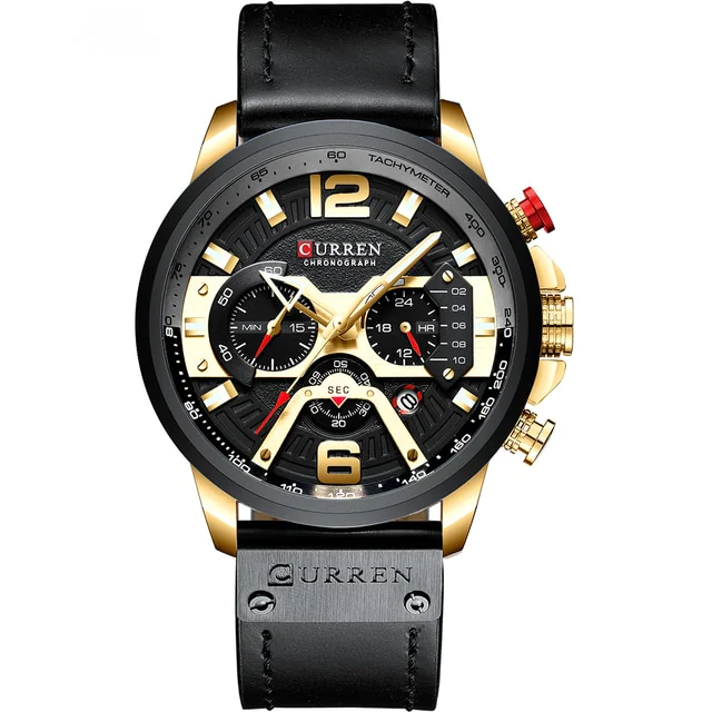 Military Leather Chronograph Wristwatch - Image 20