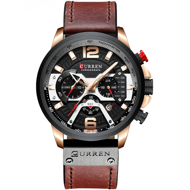 Military Leather Chronograph Wristwatch - Image 21