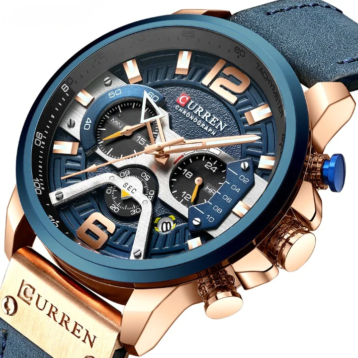 Military Leather Chronograph Wristwatch - Image 4