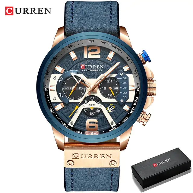 Military Leather Chronograph Wristwatch - Image 7