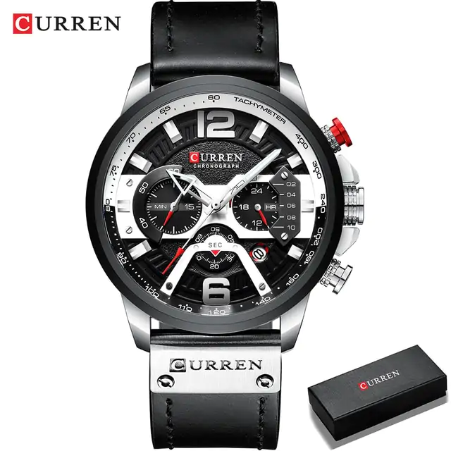 Military Leather Chronograph Wristwatch - Image 9