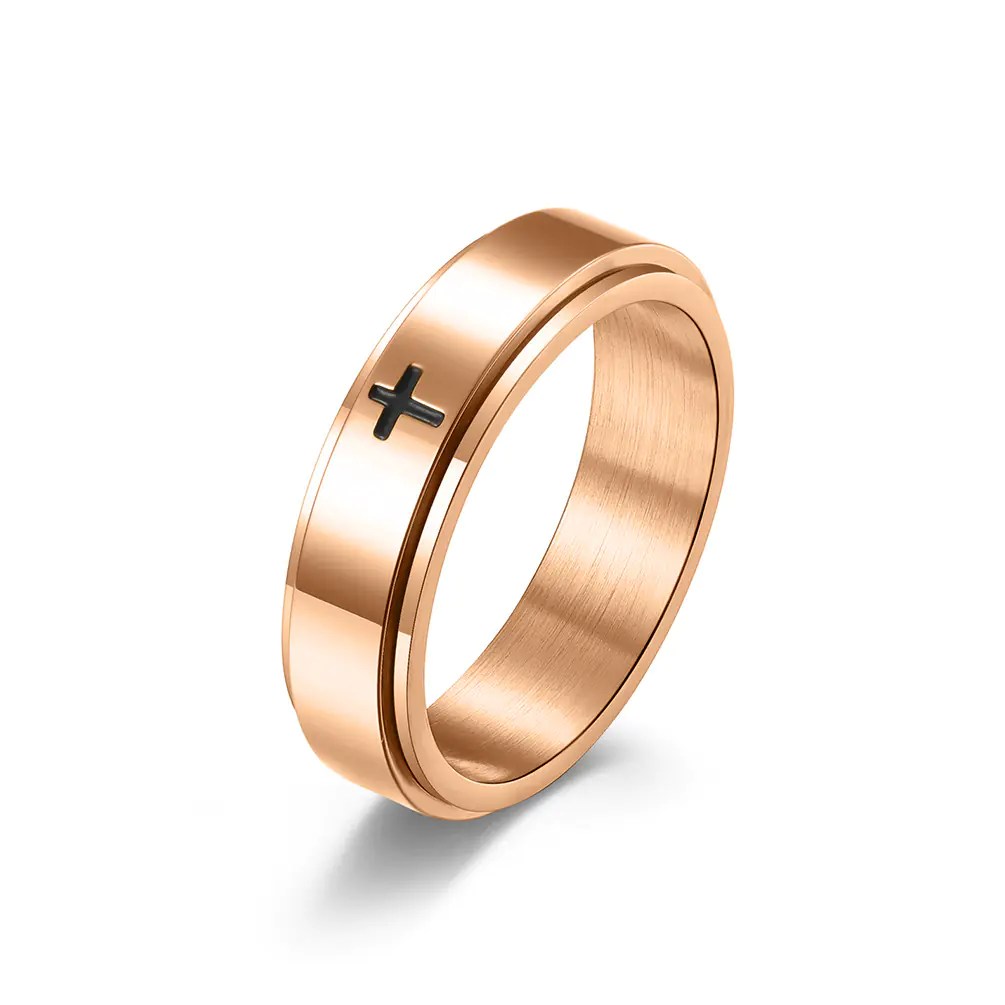 Minimalist Cross Rotatable Stainless Steel Ring - Image 18