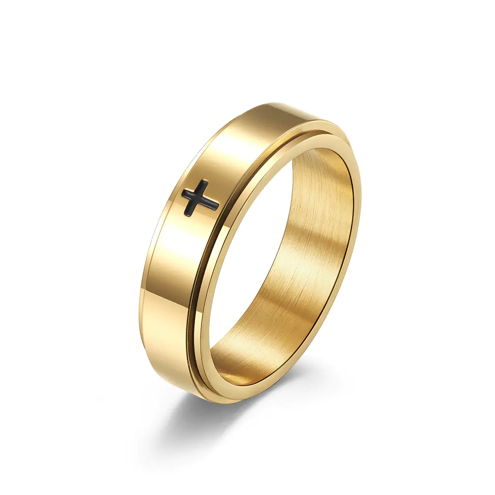 Minimalist Cross Rotatable Stainless Steel Ring - Image 31