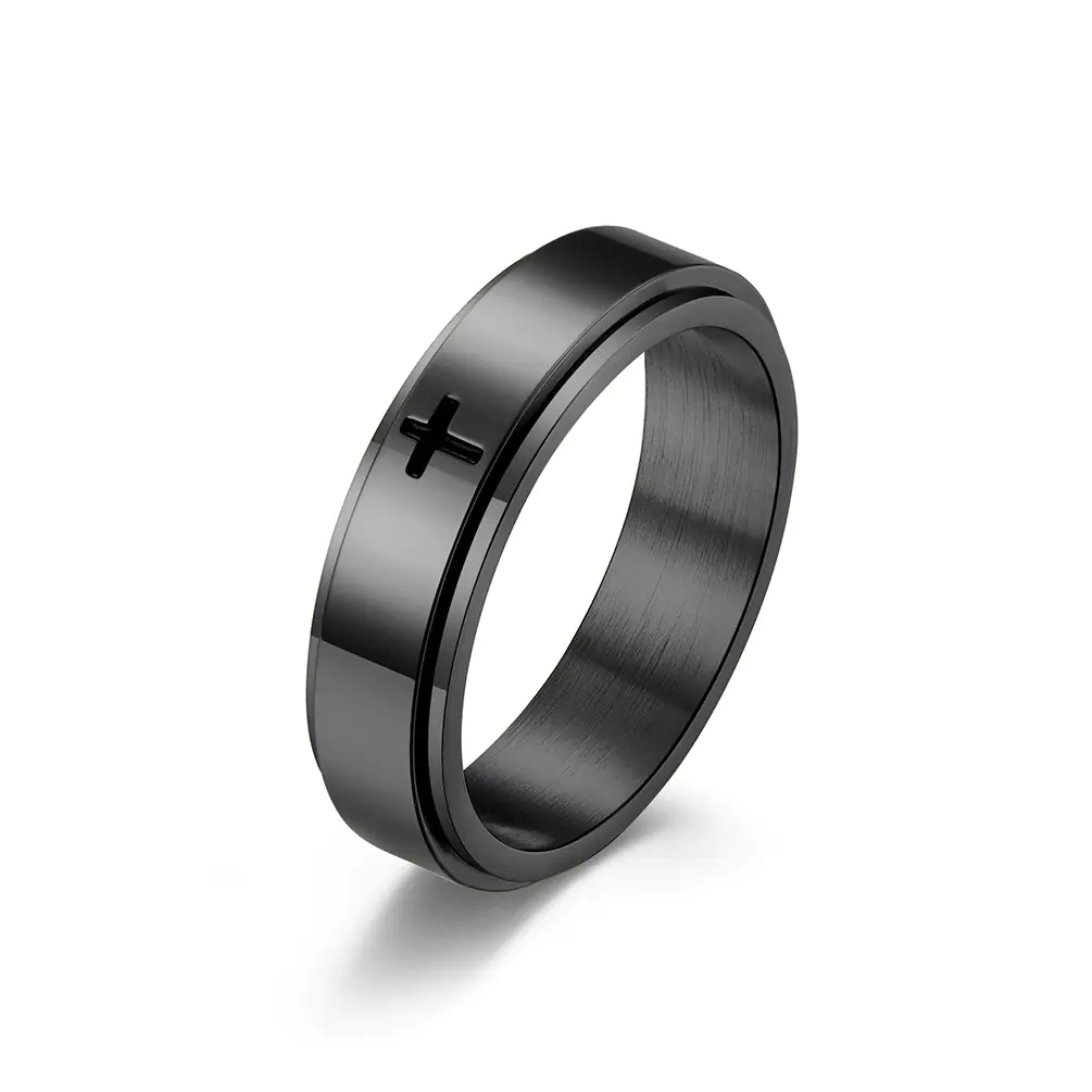 Minimalist Cross Rotatable Stainless Steel Ring - Image 33