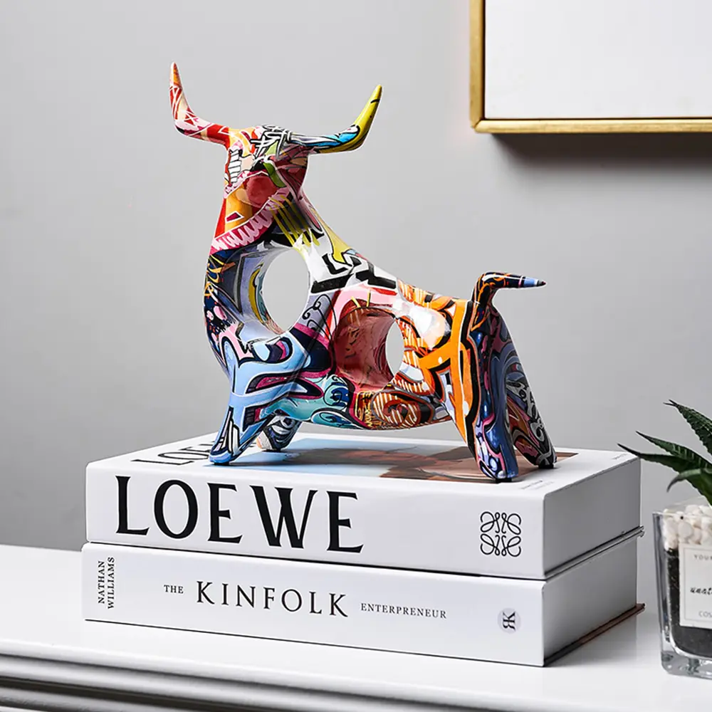 Modern Art Graffiti Cow Figurines - Image 3