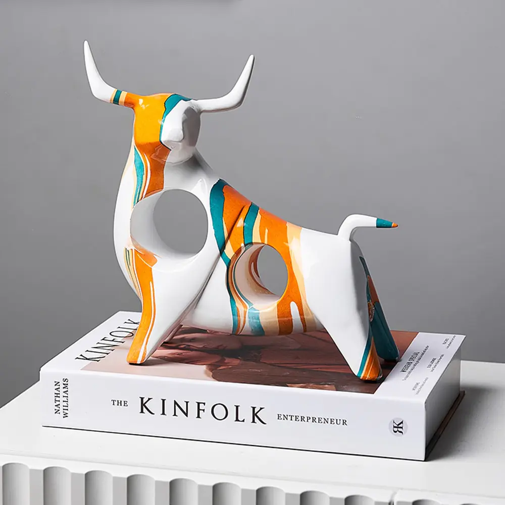 Modern Art Graffiti Cow Figurines - Image 4