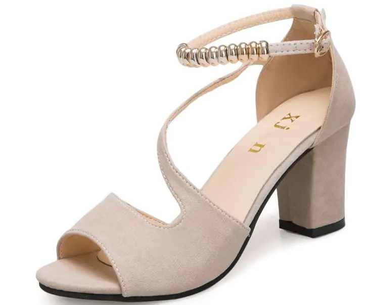 Modische Damen Sandalen mit dickem Mittelabsatz und Schnalle - Image 16