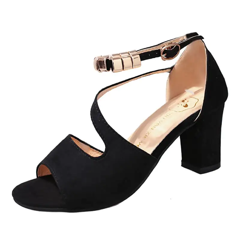 Modische Damen Sandalen mit dickem Mittelabsatz und Schnalle - Image 19