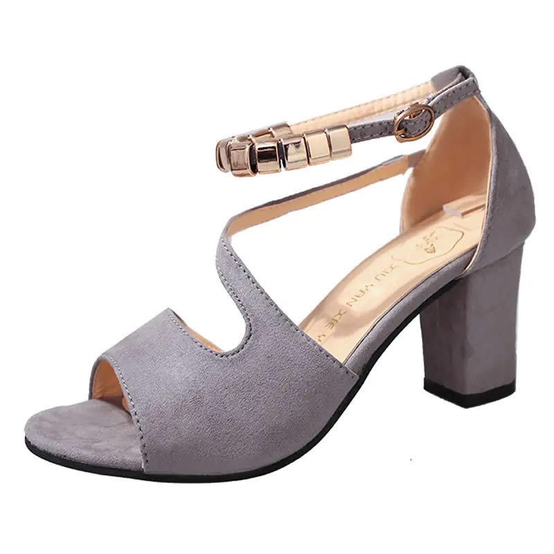 Modische Damen Sandalen mit dickem Mittelabsatz und Schnalle - Image 24