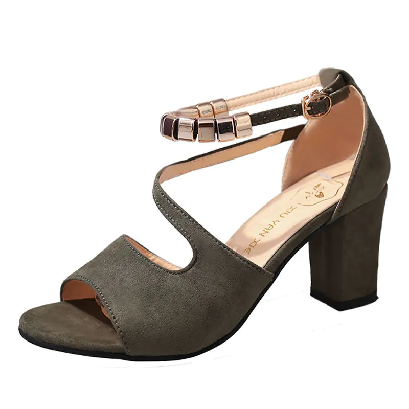 Modische Damen Sandalen mit dickem Mittelabsatz und Schnalle - Image 8