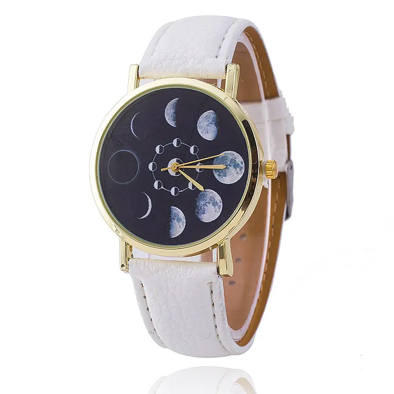 "Moon Phase Surface Watch with Leather Strap" - Image 9