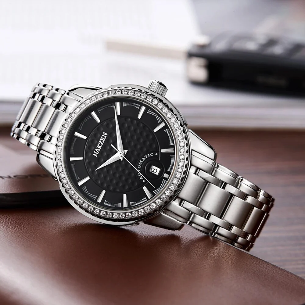 NAKZEN Men Mechanical Watch Men's Automatic Miyota 8215 Movement Diamond Watches Sapphire Wrist Watch Male Waterproof Clock - Image 6