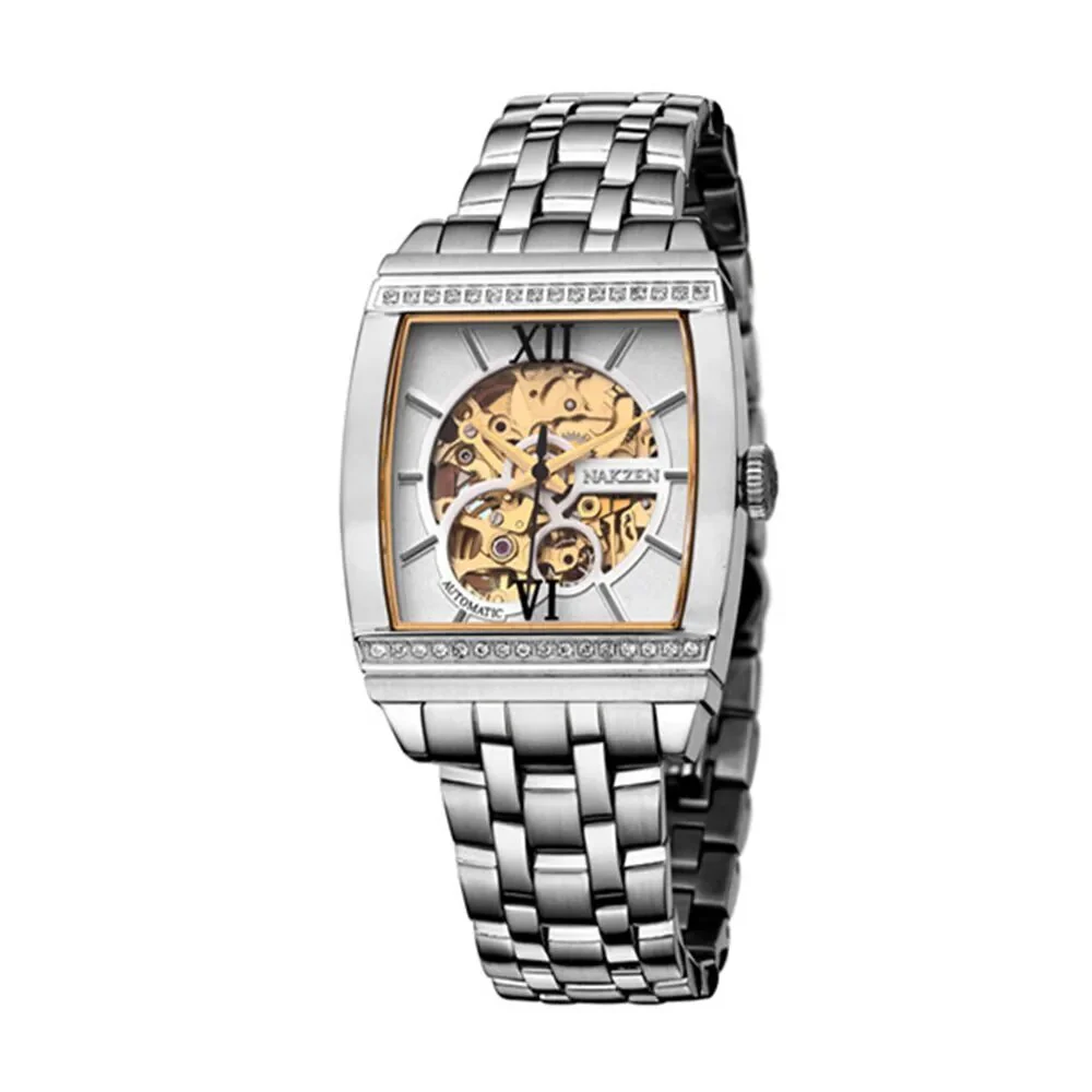 NAKZEN Rectangle Automatic Mechanical Men Watches Unique Design Tourbillon Skeleton Watch Luxury Valuable Male Clock Wrist Watch - Image 2