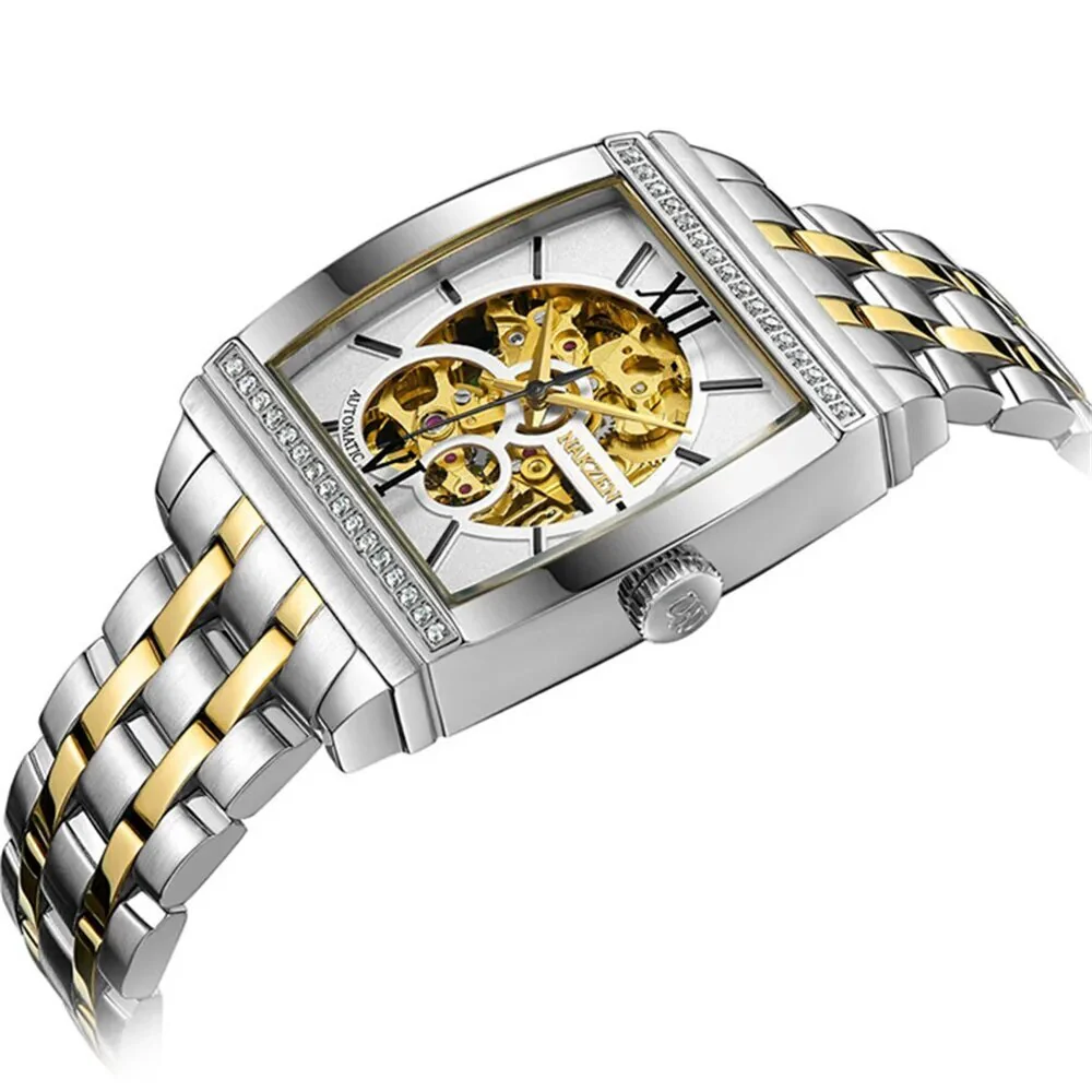 NAKZEN Rectangle Automatic Mechanical Men Watches Unique Design Tourbillon Skeleton Watch Luxury Valuable Male Clock Wrist Watch - Image 5