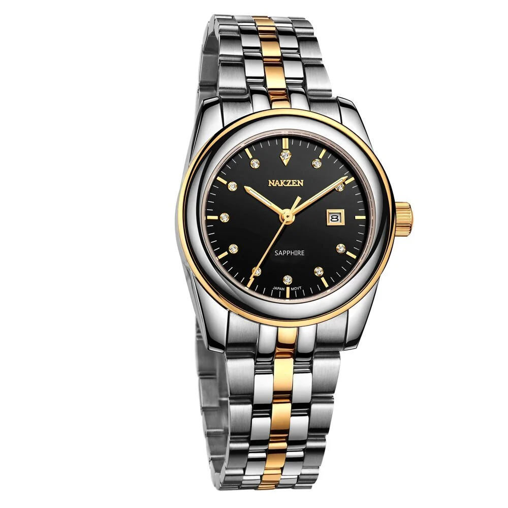 NAKZEN Womens Gold Luxury Quartz Diamond Watch Calendar Display Women Full Steel Wrist Watch Female Clock relogio masculino - Image 3