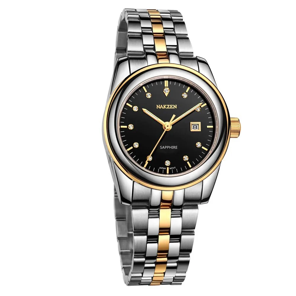 NAKZEN Womens Gold Luxury Quartz Diamond Watch Calendar Display Women Full Steel Wrist Watch Female Clock relogio masculino - Image 9