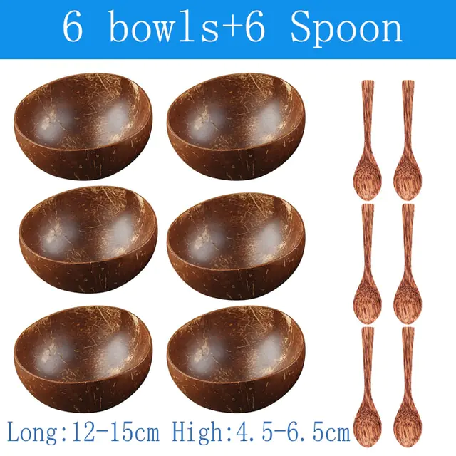 Natural Coconut Bowl Spoon Tableware Set - Image 10