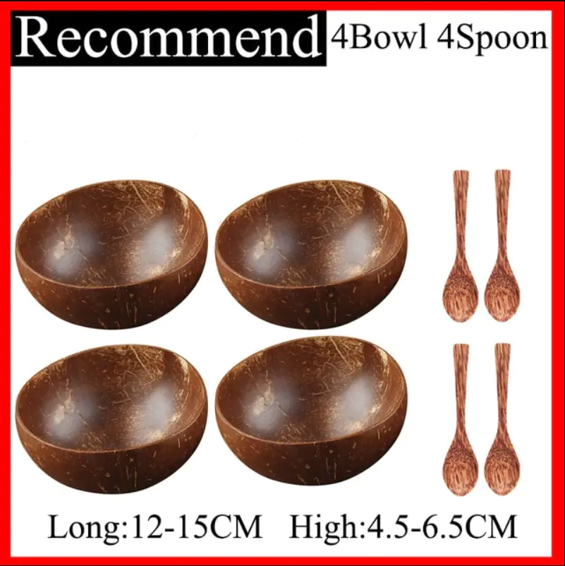 Natural Coconut Bowl Spoon Tableware Set - Image 17