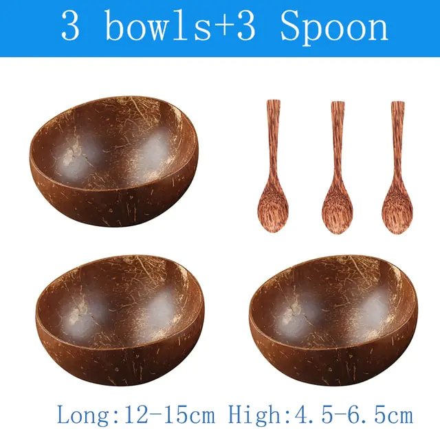 Natural Coconut Bowl Spoon Tableware Set - Image 19