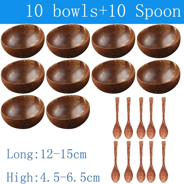 Natural Coconut Bowl Spoon Tableware Set - Image 6