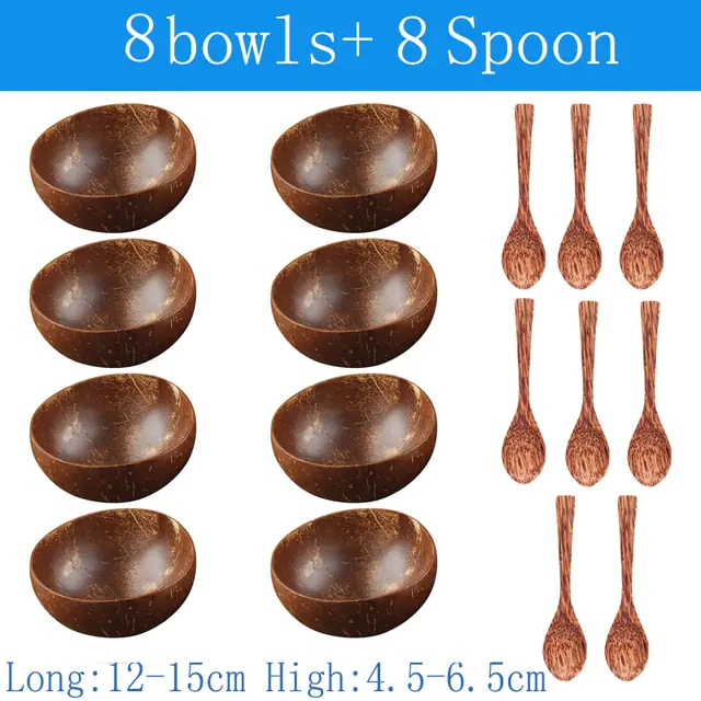 Natural Coconut Bowl Spoon Tableware Set - Image 8