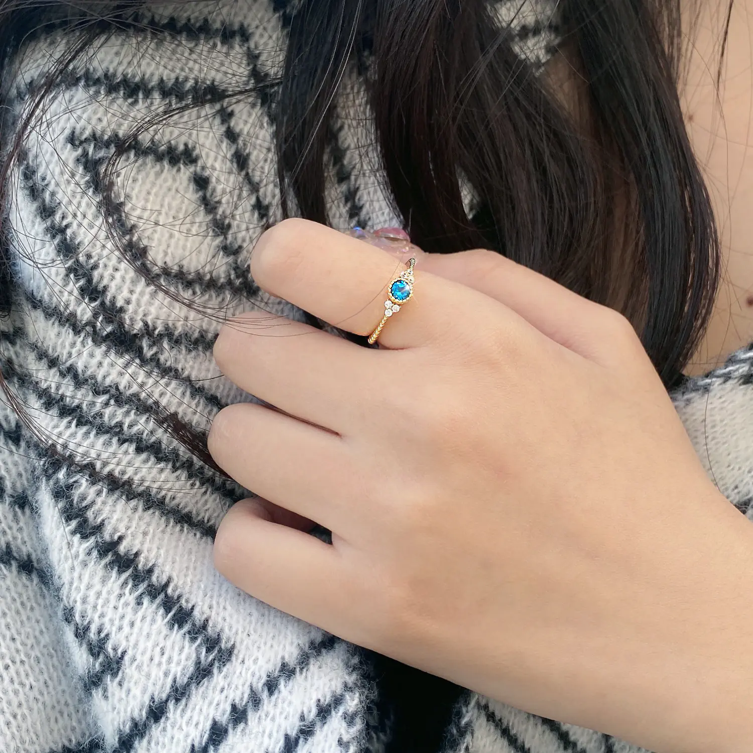 Natural Topaz Colored Gems S925 Sterling Silver Ring