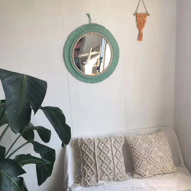 Nordic Hand-Woven Decorative Hanging Mirror - Image 4