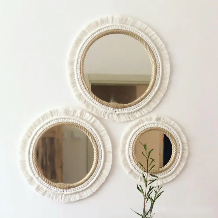 Nordic Hand-Woven Decorative Hanging Mirror - Image 5
