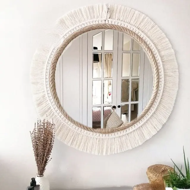 Nordic Hand-Woven Decorative Hanging Mirror - Image 6