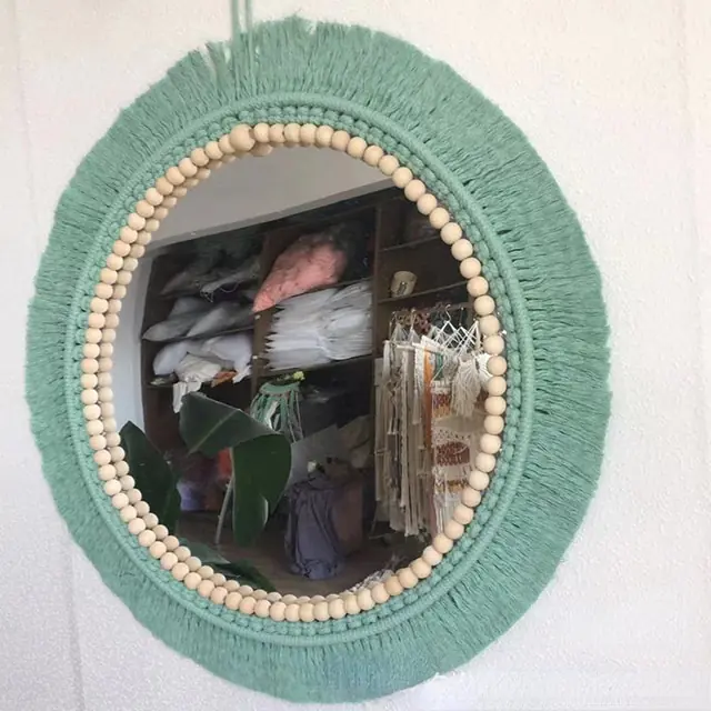 Nordic Hand-Woven Decorative Hanging Mirror - Image 7