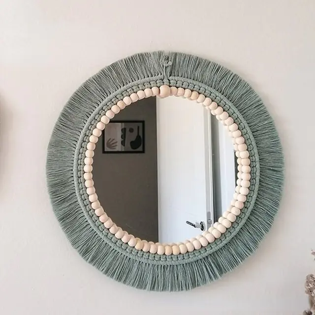 Nordic Hand-Woven Decorative Hanging Mirror - Image 8