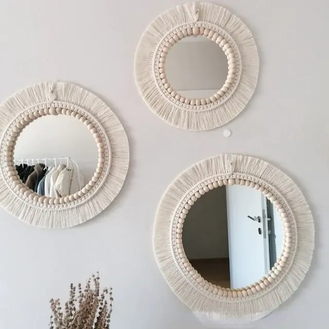 Nordic Hand-Woven Decorative Hanging Mirror - Image 9