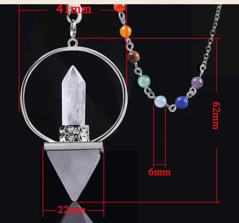 Obsidian Crystal Pendulum with Seven Chakra Beads - Image 10