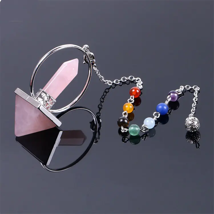 Obsidian Crystal Pendulum with Seven Chakra Beads - Image 11