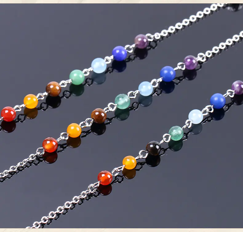 Obsidian Crystal Pendulum with Seven Chakra Beads - Image 4