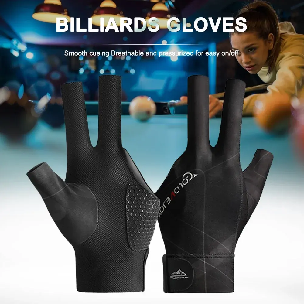 Open Finger Billiard Pool Gloves Adjustable Sticker Polyester Billiard Gloves Portable Lightweight Reusable Training Accessories - Image 2