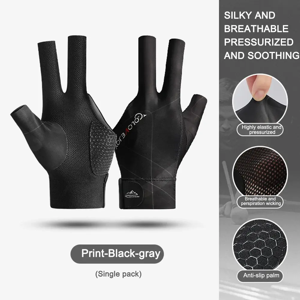 Open Finger Billiard Pool Gloves Adjustable Sticker Polyester Billiard Gloves Portable Lightweight Reusable Training Accessories - Image 3