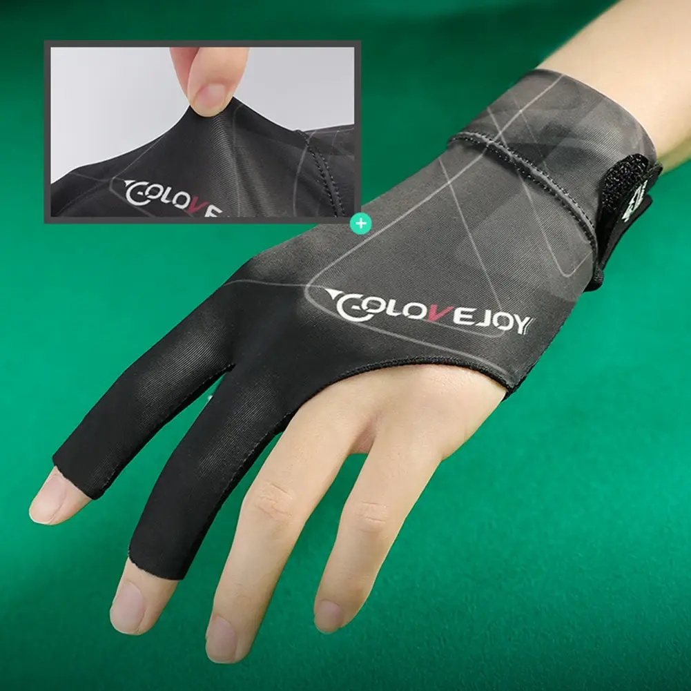 Open Finger Billiard Pool Gloves Adjustable Sticker Polyester Billiard Gloves Portable Lightweight Reusable Training Accessories - Image 5