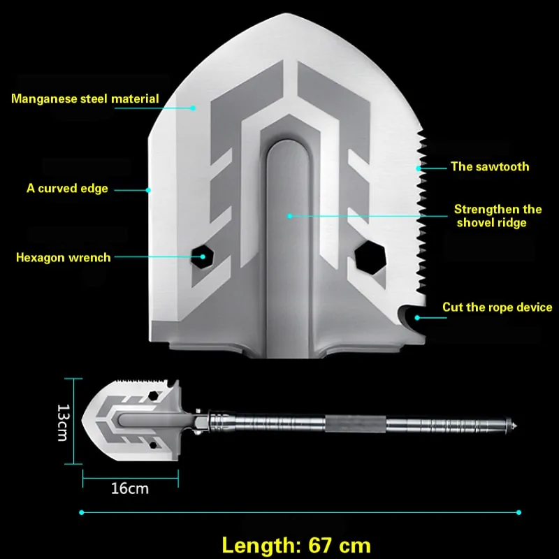 Outdoor Multi-purpose Folding Military Shovel - Image 2