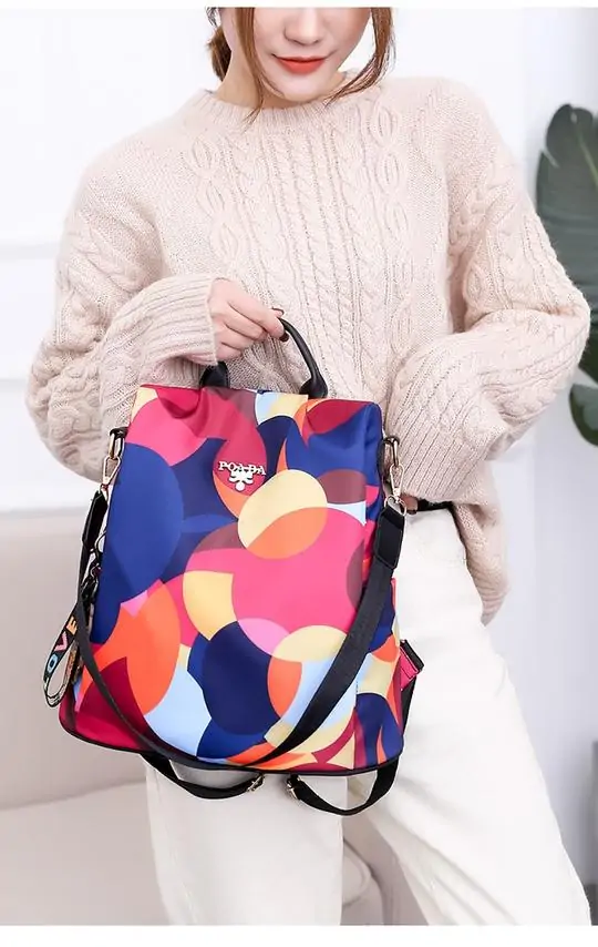 Oxford Printing Design Anti Theft Backpack - Image 5