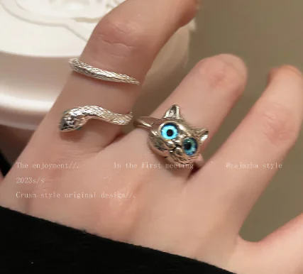 Personalized Cat Snake Ring for Women, Fashion Cold Style - Image 3