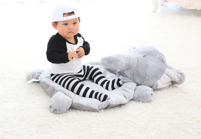Plush Cute Cartoon Elephant and Fox Baby Play Mat - Image 3