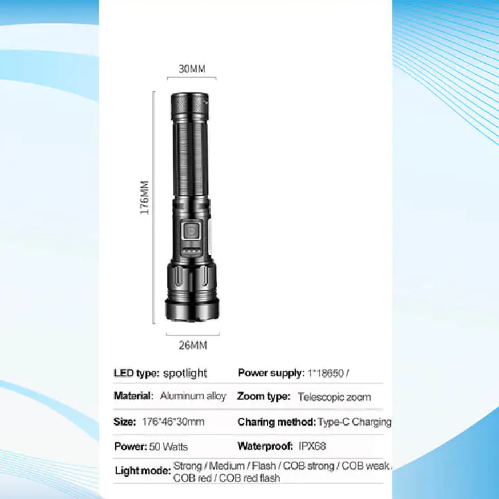 Powerful Led Flashlight Rechargeable LED - Image 4