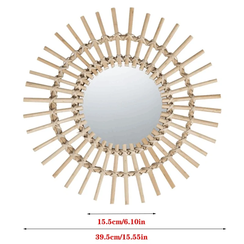 Precise Title: Rattan Round Wall Hang Makeup Mirror - Image 15