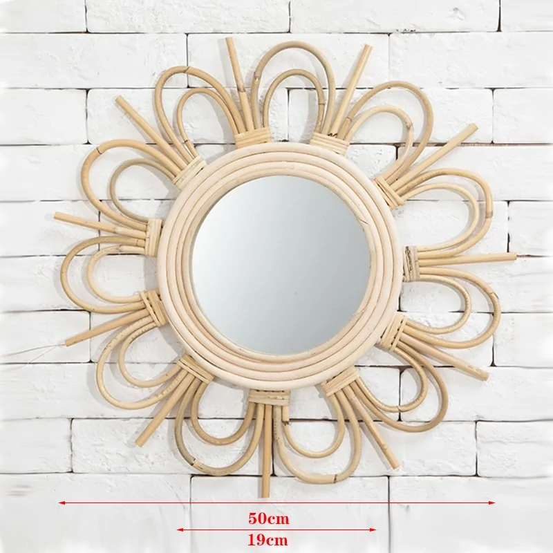 Precise Title: Rattan Round Wall Hang Makeup Mirror - Image 6
