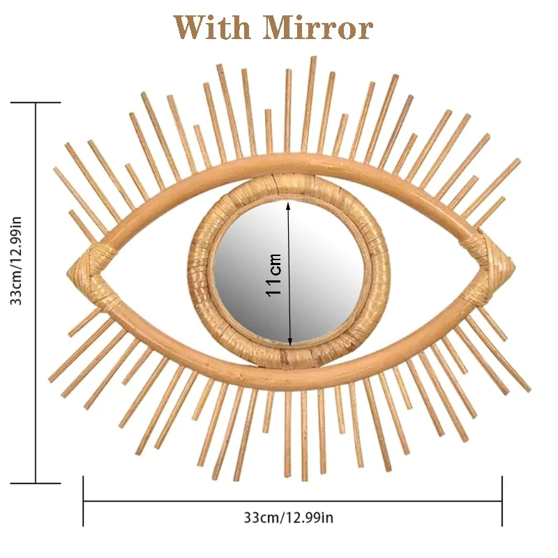 Precise Title: Rattan Round Wall Hang Makeup Mirror - Image 8