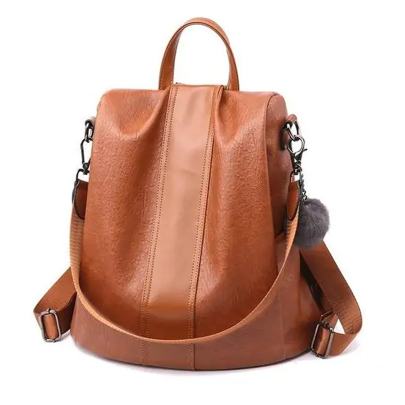 Premium Leather Waterproof 3 Way Anti Theft Women's Backpack - Image 10