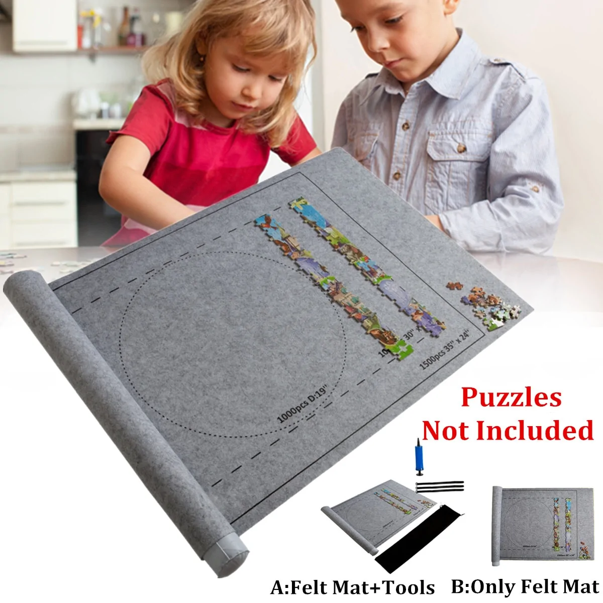 Puzzles Mat Jigsaw Roll Felt Mat Play - Image 6