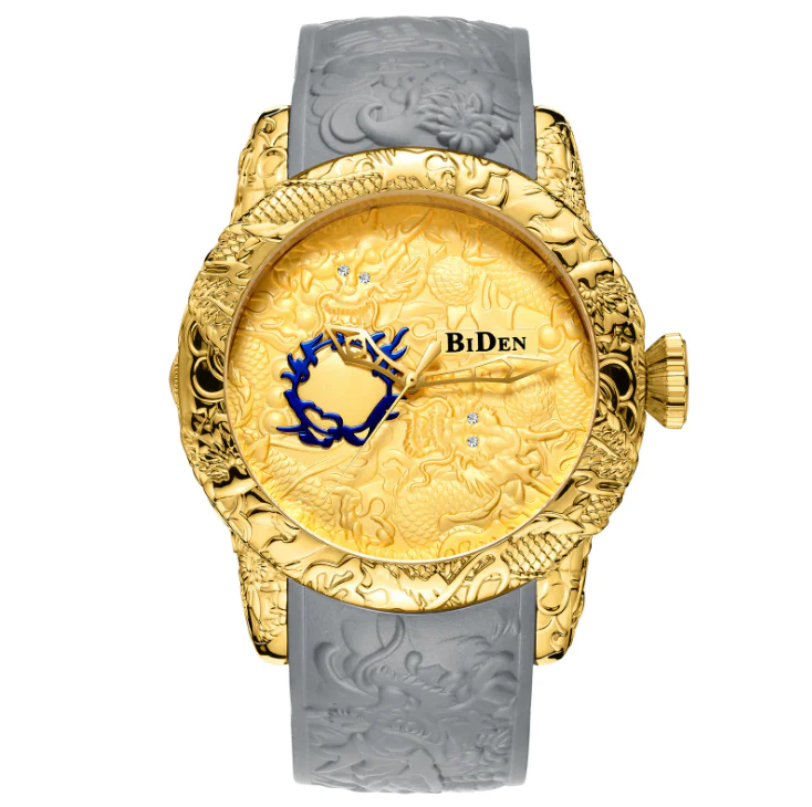 Quartz Men's Watch with Large Dial and Rubber Strap - Image 5