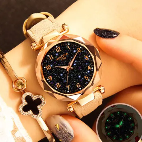 Quartz Women's Watch with Luminous Starry Design - Image 3